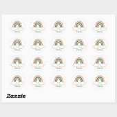 Sticker Rond Nom personnalisé avec Arc-en-ciel Boho tendance (Feuille)