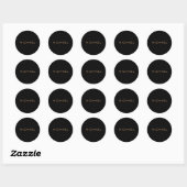 Sticker Rond Nom personnalisé Black Gold (Feuille)