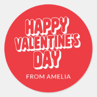 Nom personnalisé Bright Red Valentine's Day de