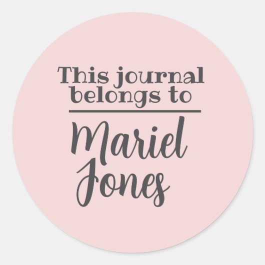 Sticker Rond Nom Personnalisé Ce Journal Appartient Aux Autocol (Devant)