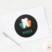 Sticker Rond Nom personnalisé Celtic Irlande Shamrock Drapeau i (Enveloppe)
