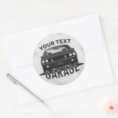 Sticker Rond Nom personnalisé Classic Muscle Garage Retro (Enveloppe)