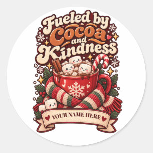 Sticker Rond Nom personnalisé Cozy Nurse Era Noël