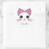 Sticker Rond Nom personnalisé Cute face de chat (Sac)