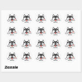 Sticker Rond Nom personnalisé Cute Siberian Husky (Feuille)