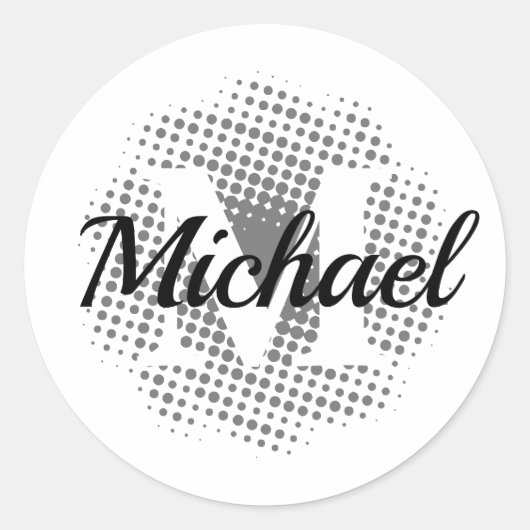 Sticker Rond Nom personnalisé de la lettre initiale (Devant)