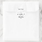 Sticker Rond nom personnalisé de la mariée et du marié écriture (Sac)