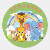 Sticker Rond Nom personnalisé de l'animal de la jungle (Devant)