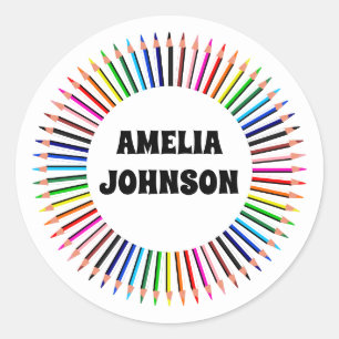 Sticker Rond Nom personnalisé de rentrée scolaire