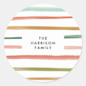 Sticker Rond Nom personnalisé des bandes d'aquarelle (Devant)