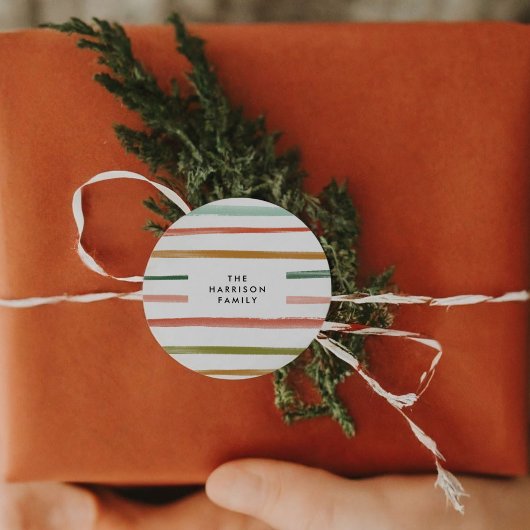 Sticker Rond Nom personnalisé des bandes d'aquarelle