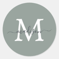 Nom personnalisé en monogramme vert poussiéreux