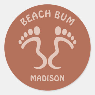 Sticker Rond Nom personnalisé et barre de plage couleur