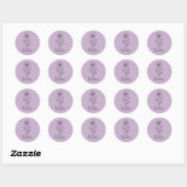 Sticker Rond Nom personnalisé Février violet Fleur de naissance (Feuille)