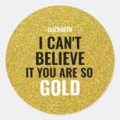 Sticker Rond Nom personnalisé Gold Moderne 50e anniversaire (Devant)