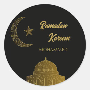 Sticker Rond Nom personnalisé Happy Ramadan Kareem 2025