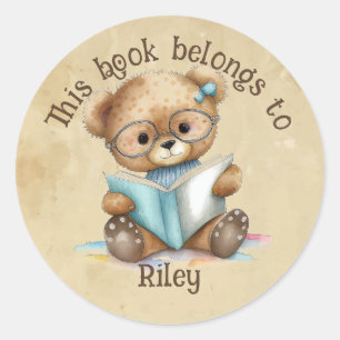 Sticker Rond Nom personnalisé Librairie Livres Bibliothèque Ted