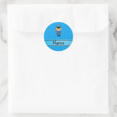 Sticker Rond Nom personnalisé mailman bandes bleues (Sac)