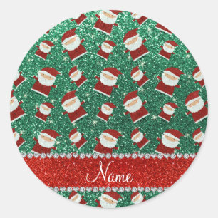 Sticker Rond Nom personnalisé menthe parties scintillant verte