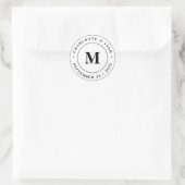 Sticker Rond Nom personnalisé moderne Date Monogramme Mariage (Sac)