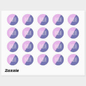 Sticker Rond Nom personnalisé moderne géométrique rose violet (Feuille)