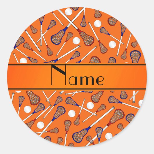 Sticker Rond Nom personnalisé motif de crosse orange (Devant)