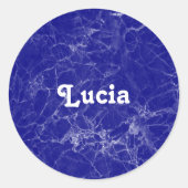 Sticker Rond Nom personnalisé motif en marbre bleu (Devant)