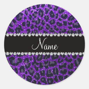 Sticker Rond Nom personnalisé parties scintillant violet indigo