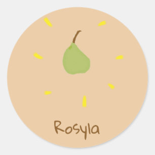 Sticker Rond Nom personnalisé poire peinte sur brun