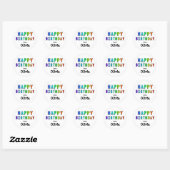 Sticker Rond Nom personnalisé Rainbow Joyeux anniversaire (Feuille)