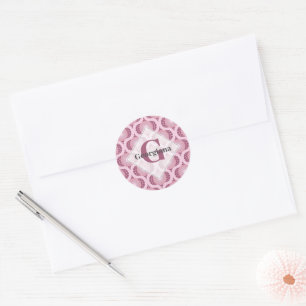 Sticker Rond Nom personnalisé Retro Radiant Dusky Rose Dot Mand