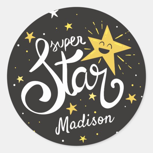 Sticker Rond Nom personnalisé Superstar (Devant)