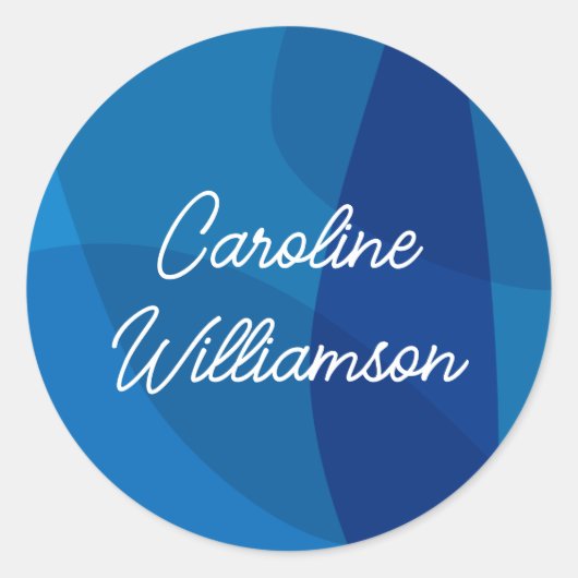 Sticker Rond Nom personnalisé Vibrant Blue Favor Graduation (Devant)