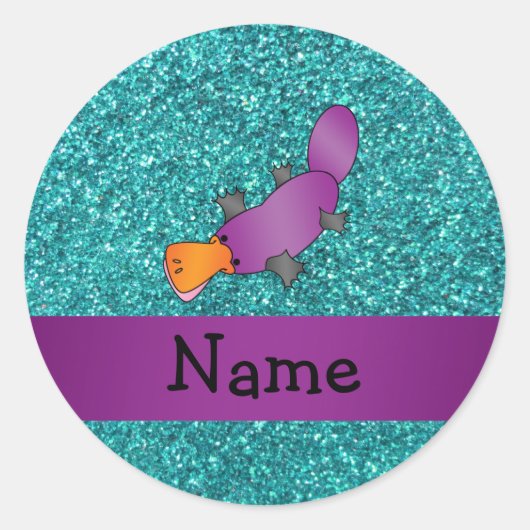 Sticker Rond Nom personnalisé violet platypus (Devant)