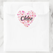 Sticker Rond Nom personnel avec coeur (Sac)