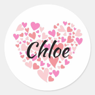 Sticker Rond Nom personnel avec coeur