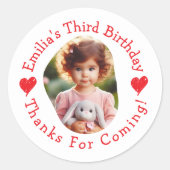 Sticker Rond Nom photo personnalisé Anniversaire Merci Faveurs (Devant)