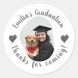 Sticker Rond Nom photo personnalisé Merci de graduation Faveurs