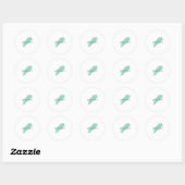 Sticker Rond Nom propre Décoratif Chic Simple Bleu Blanc (Feuille)