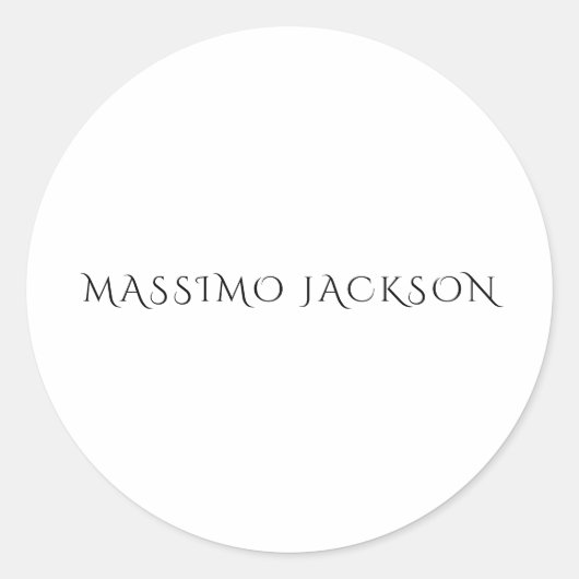 Sticker Rond Nom propre Décoratif Chic Simple Uni Noir Blanc (Devant)
