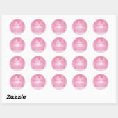 Sticker Rond Nom rose de bébé d'Ombre Chevron (Feuille)