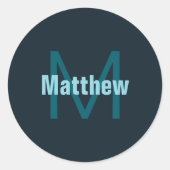 Sticker Rond Nom simple en gras personnalisable en monogramme (Devant)