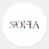 Sticker Rond Nom Sofia. (Devant)