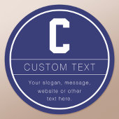Sticker Rond Nom unique et modèle de monogramme | Bleu marine
