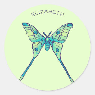 Sticker Rond Nom vert de l'insecte papillon Luna Moth
