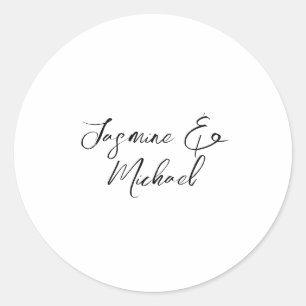 Sticker Rond Noms de calligraphie chic adorables pour mariages
