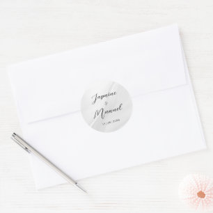 Sticker Rond Noms de Couple Cadeau Mariage Blanc