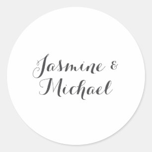 Sticker Rond Noms de couple de calligraphie chic adorables 