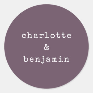 Sticker Rond Noms de Couple Minimalistes Rétro Machine à Écrire