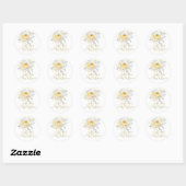 Sticker Rond Noms de COUPLE ROSE en argent blanc indulgent (Feuille)
